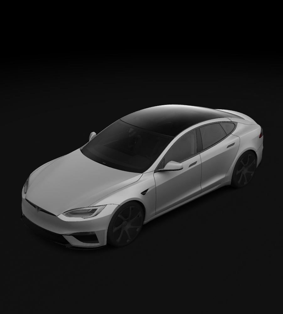 Tesla Model S rendered in Matte Black